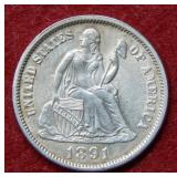 1891 Seated Liberty Silver Dime