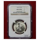1950 D Franklin Silver Half NGC MS65 FBL