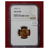 1956 Lincoln Cent NGC MS66 RD