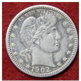 1902 Barber Silver Quarter