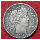 1911 S Barber Silver Dime