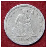 1854 O Seated Liberty Quarter