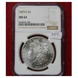 1879 S Morgan Silver Dollar NGC MS62