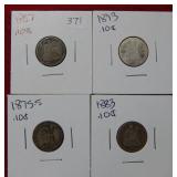 1857-1873-1875 S-1883 Seated Liberty Dimes