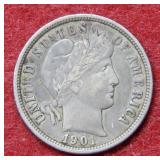 1901 O Barber Silver Dime