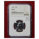 1961 Washington Silver Quarter NGC PF67