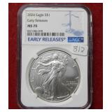 2024 Silver Eagle Early Releases NGC MS70