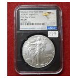 2024 (W) Silver Eagle First Day Issue NGC MS70