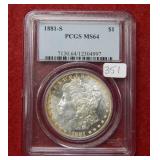 1881 S Peace Silver Dollar PCGS MS64