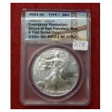 2021 (S) Silver Eagle Type I ANACS MS70
