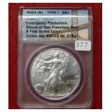 2021 (S) Silver Eagle First Strike Coin ANACS MS70