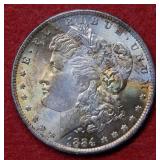 1884 O Morgan Silver Dollar - Multi Color Toning