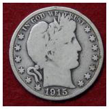 1915 Barber Silver Half Dollar Coin