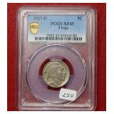 1937 D Three Legged Buffalo Nickel PCGS XF45