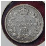 1910 Canada Silver 5 Cent Coin