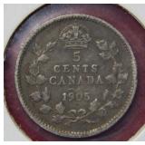 1905 Canada Silver 5 Cent Coin