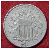1867 Shield Nickel with Rays