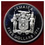 1974 Jamaica $5 Silver Commemorative