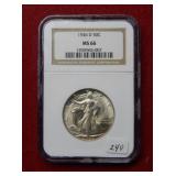 1946 D Walking Liberty Silver Half NGC MS66