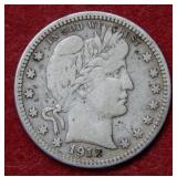 1912 S Barber Silver Quarter