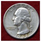 1942 S Washington Silver Quarter