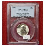 1950 Washington Qtr - Omaha Bank Hoard PCGS MS65