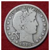 1914 Barber Silver Half Dollar