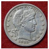 1915 D Barber Silver Quarter