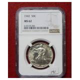 1942 Walking Liberty Silver Half NGC MS62
