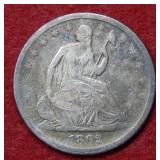 1862 S Seated Liberty Silver Half