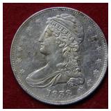 1838 Bust Silver Half - reeded edge
