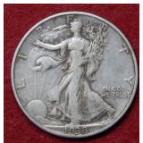 1938 D Walking Liberty Silver Half