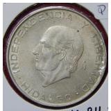 1957 Mexico Silver 5 Peso Coin - Hildalgo