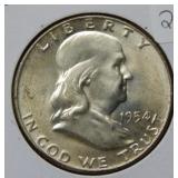 1954 D Franklin Silver Half Dollar