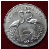 1971 Bahamas $2 Flamingo Silver Coin