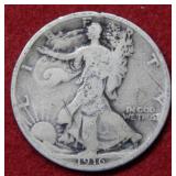 1916 Walking Liberty Silver Half -Graffiti on REV