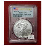 2021 W Silver Eagle 1oz PCGS SP69 - Burnished T2