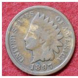 1897 Indian Head Cent - Error - I in Neck