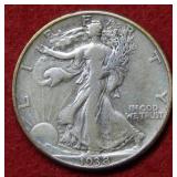 1938 D Walking Liberty Silver Half Dollar Coin