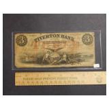 1857 $3 Tiverton Bank Note