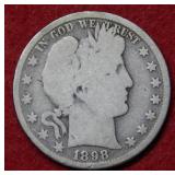 1898 O Barber Silver Half Dollar