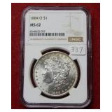 1884 O Morgan Silver Dollar NGC MS62