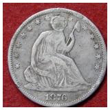 1876 Seated Liberty Silver Half - Repaired