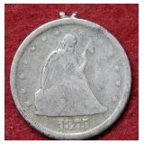 1875 S Twenty Cent Piece with rim damage