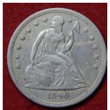 1846 Seated Liberty Silver Dollar No Motto