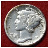 1927 D Mercury Silver Dime