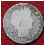 1897 S Barber Silver Quarter