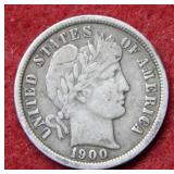 1900 O Barber Silver Dime
