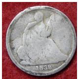 1838 O Barber Silver Dime