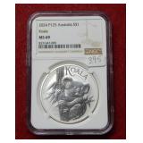 2024 P Australia Silver $1 Koala NGC MS69